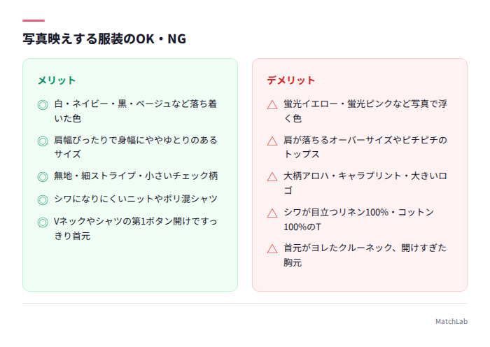 写真映えする服装のOK/NG比較