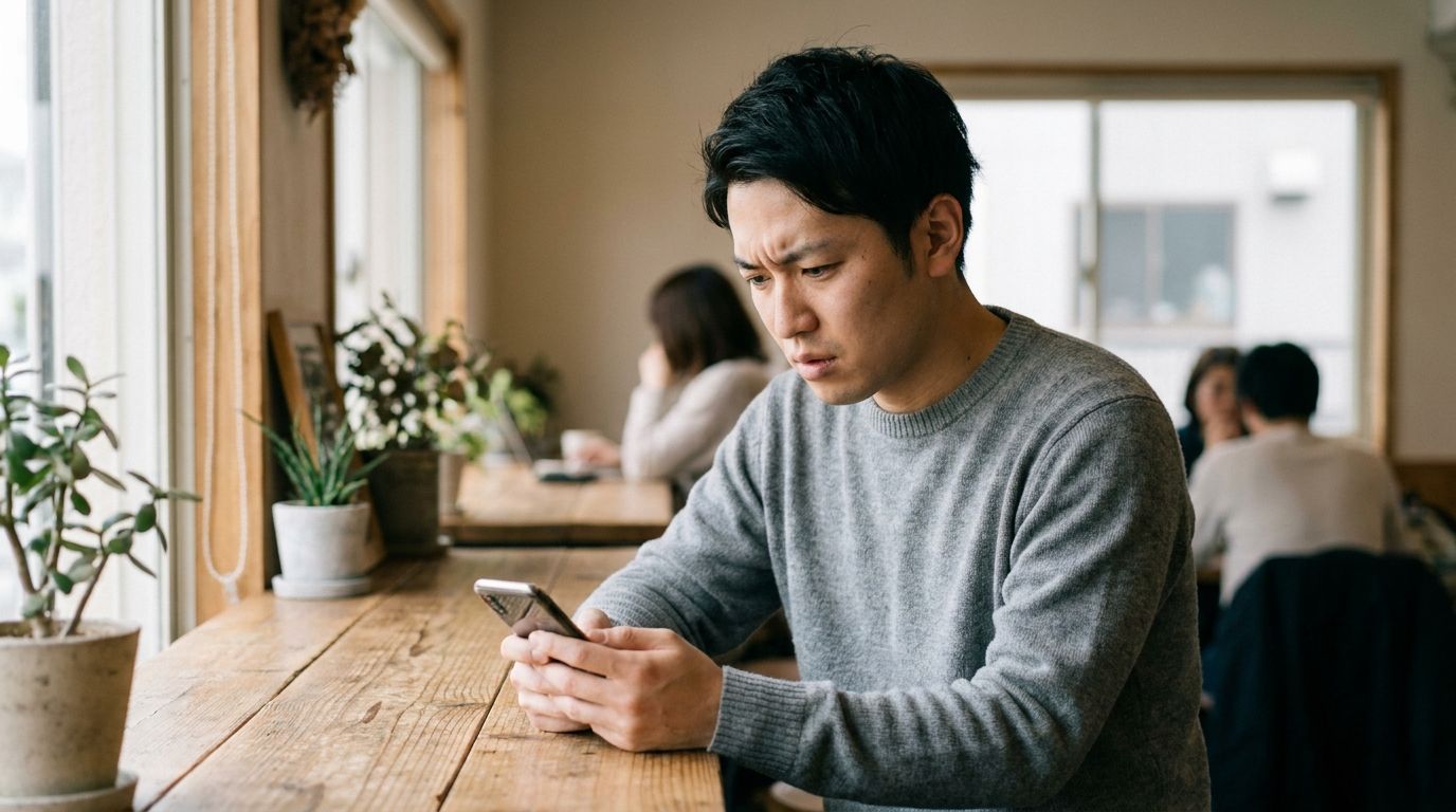 アプリ内に解約ボタンがなく困る男性
