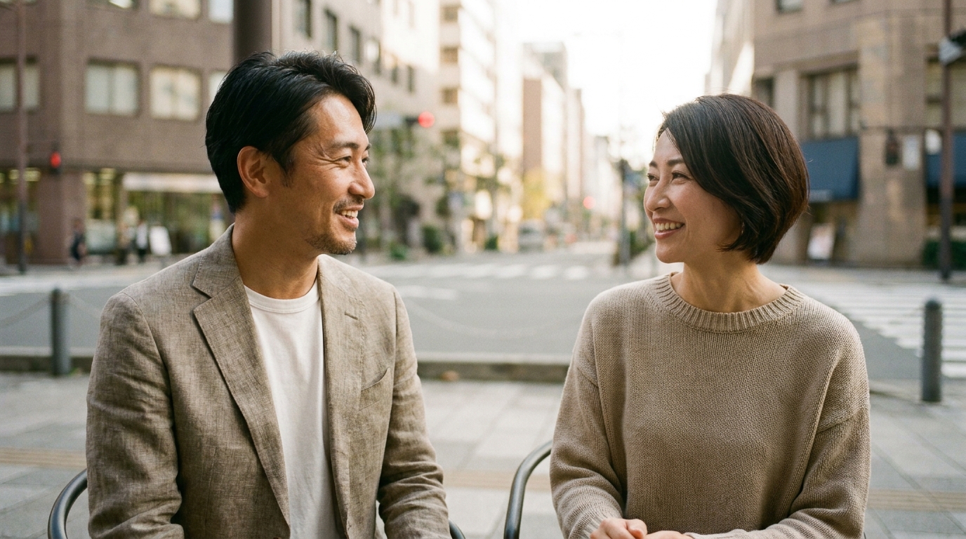 前向きな40代の日常シーン