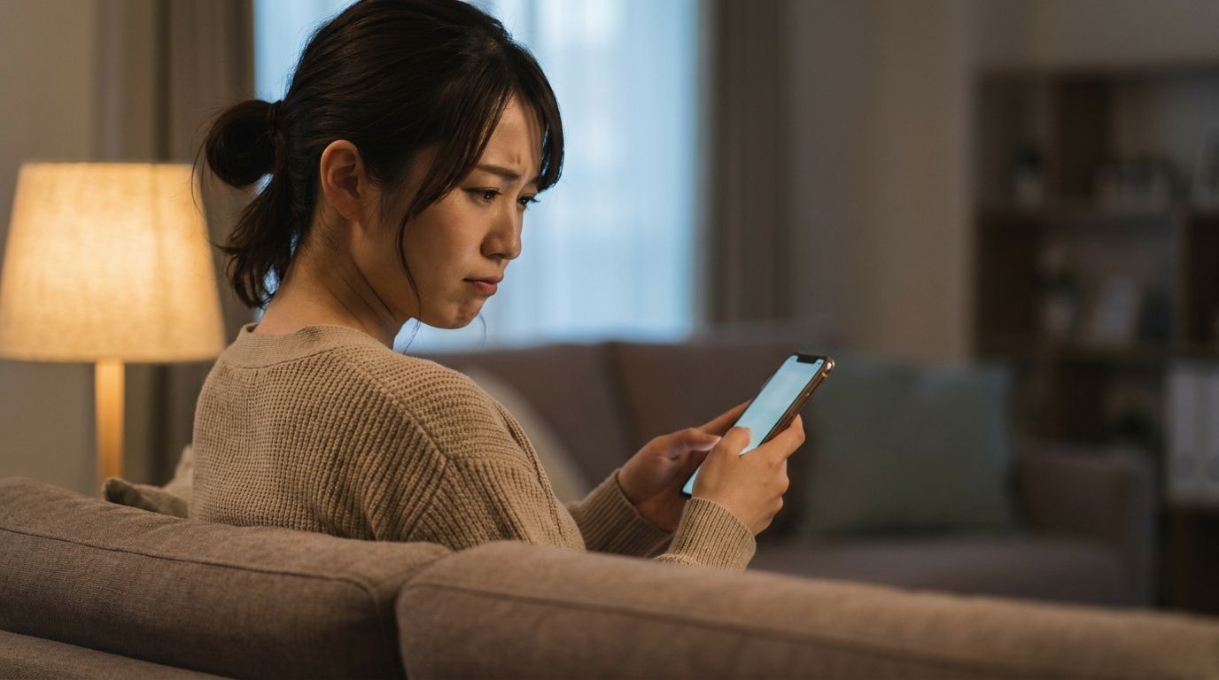 返信がなく困惑する女性ユーザー