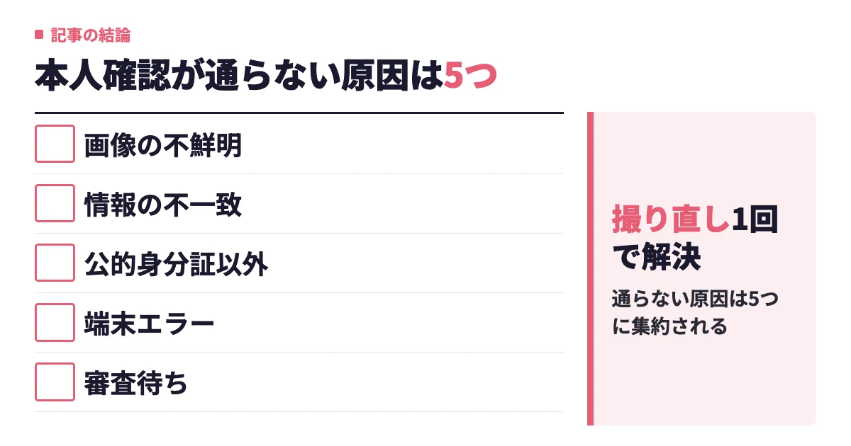 Omiaiで本人確認ができない5つの原因｜エラー別の直し方と審査時間の目安