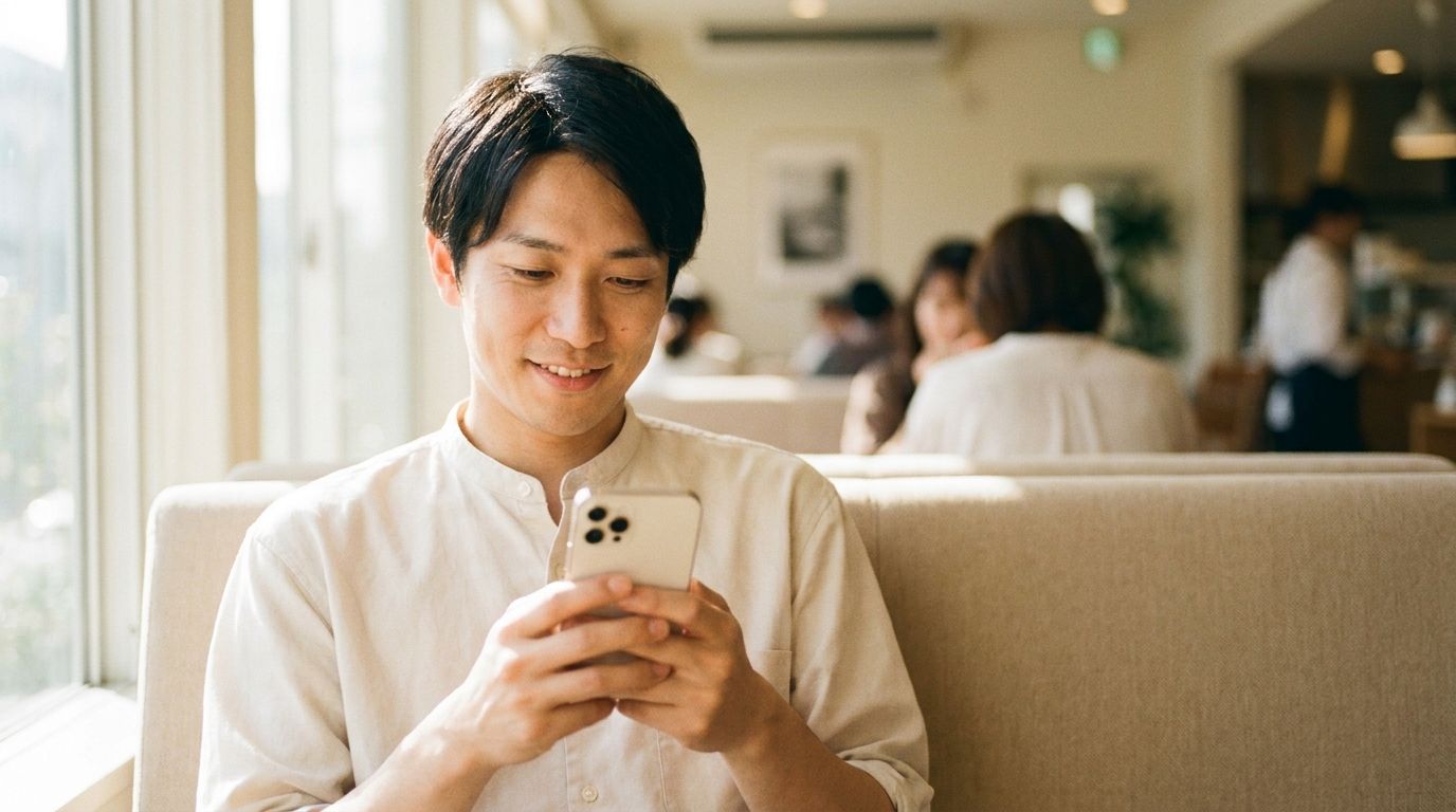 無料でアプリを試す男性