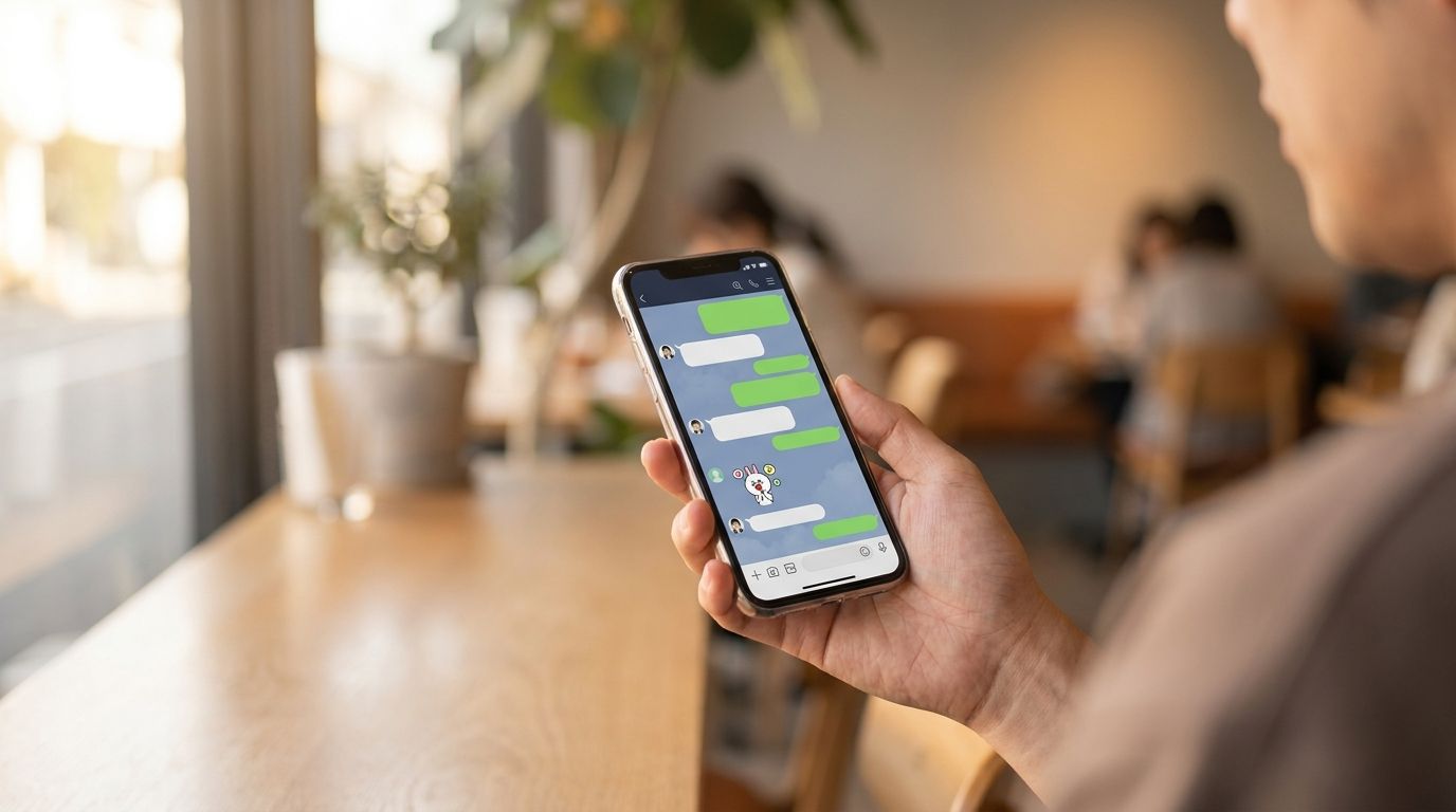 友人にLINEで質問する様子