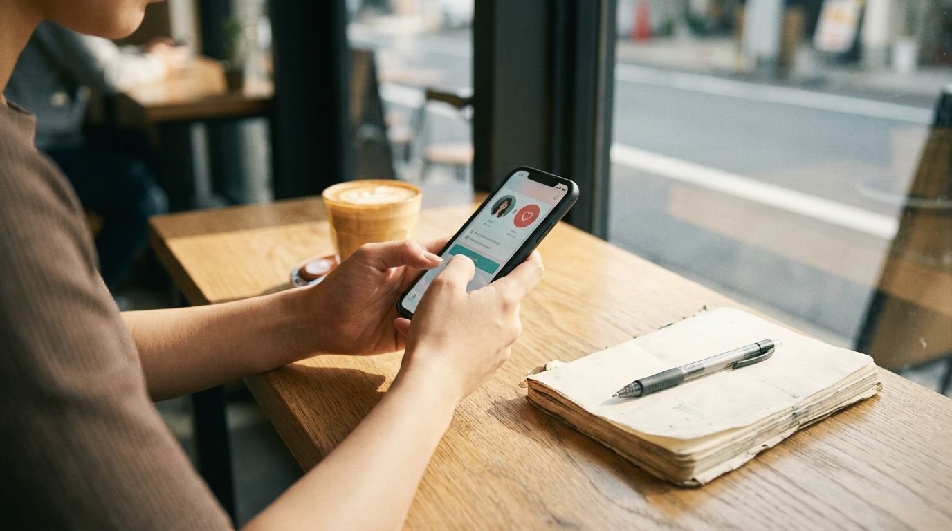 スマホでメッセージを打つ様子