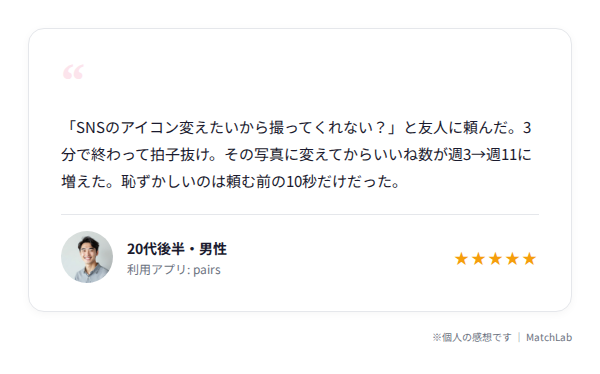 友人に撮影を頼んだ体験談のユーザー口コミ