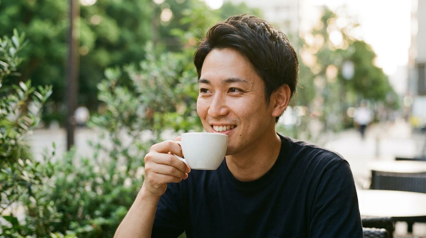 屋外自然光でのプロフィール撮影例
