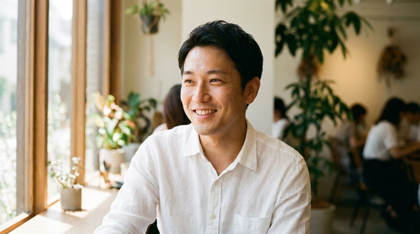 自然光の好印象なプロフィール写真例