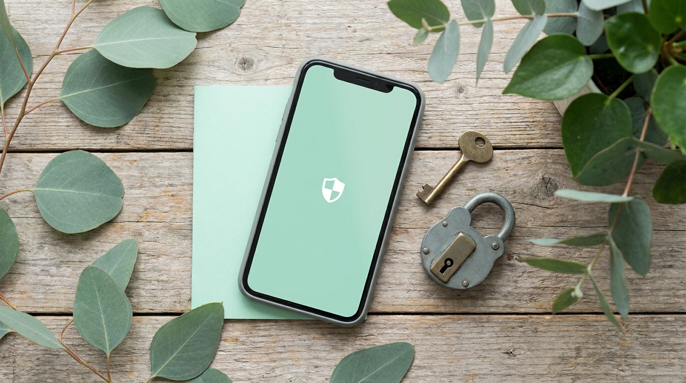 情報管理を象徴する鍵とスマホ