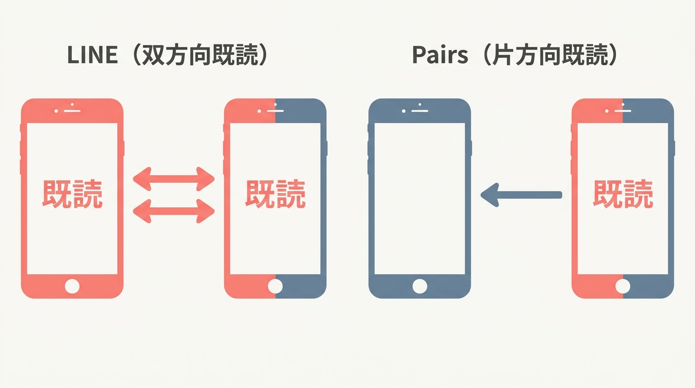 双方向と片方向の既読の違いの図解