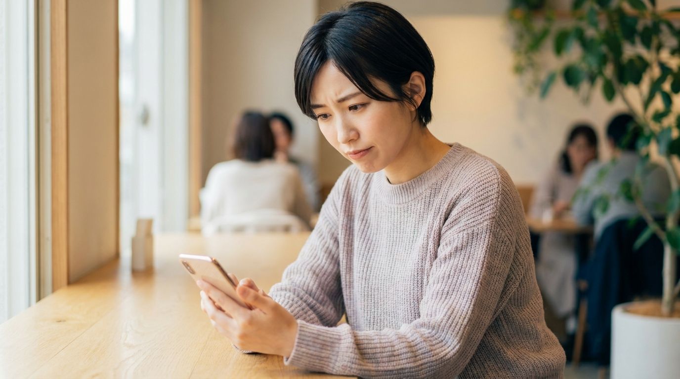男性の自撮りに戸惑う女性の様子