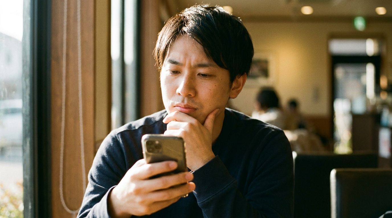 返信に悩むスマホユーザー