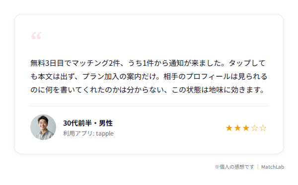 無料会員の体験談カードのユーザー口コミ