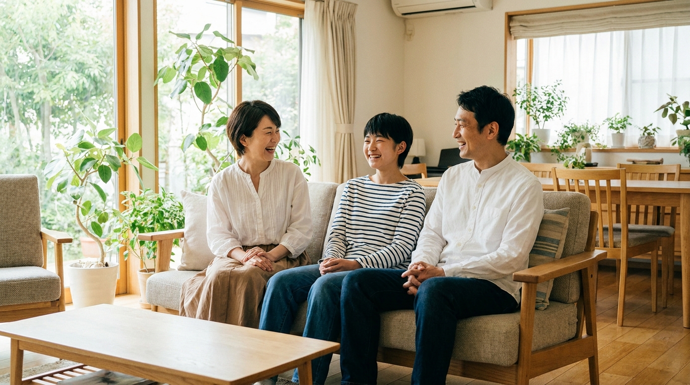 穏やかに過ごす家族