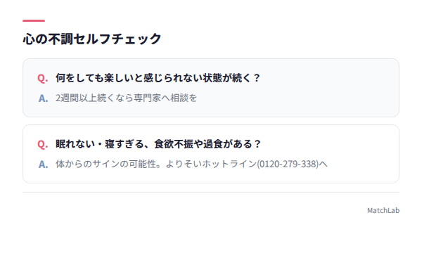 心の不調チェックリスト