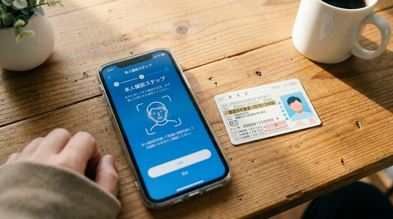 スマホと身分証による本人確認イメージ