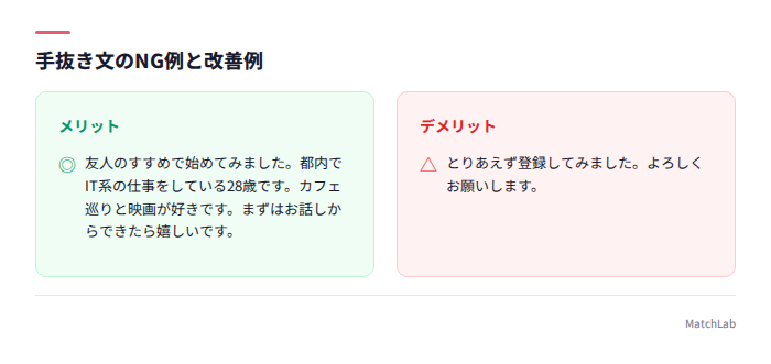 手抜き文のNG例と改善例比較