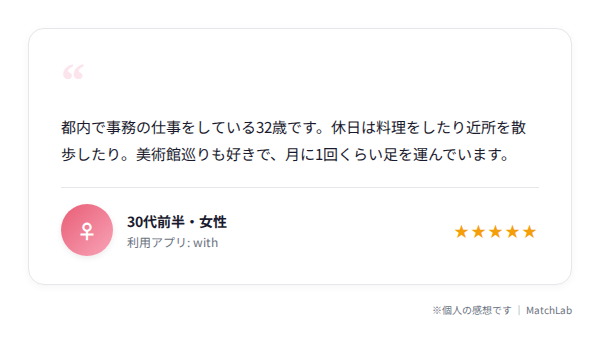 落ち着いた大人の女性例文カードのユーザー口コミ